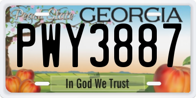 GA license plate PWY3887
