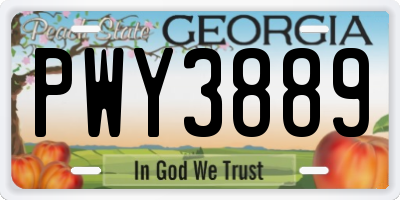 GA license plate PWY3889
