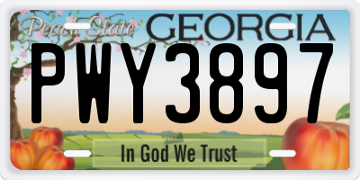 GA license plate PWY3897