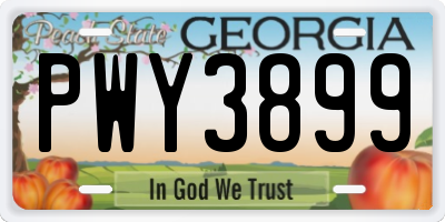 GA license plate PWY3899