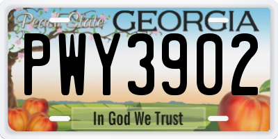 GA license plate PWY3902