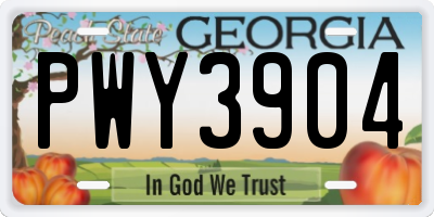 GA license plate PWY3904