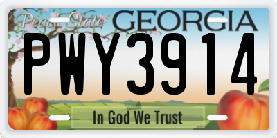 GA license plate PWY3914