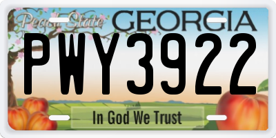 GA license plate PWY3922