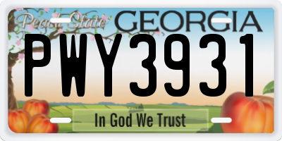 GA license plate PWY3931