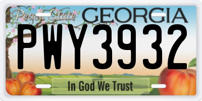 GA license plate PWY3932
