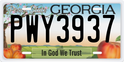 GA license plate PWY3937