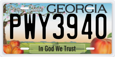 GA license plate PWY3940