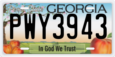GA license plate PWY3943