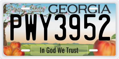 GA license plate PWY3952
