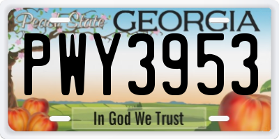 GA license plate PWY3953
