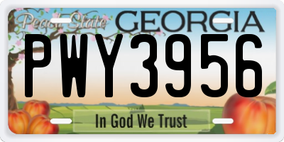 GA license plate PWY3956