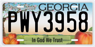 GA license plate PWY3958