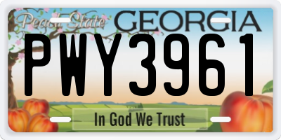 GA license plate PWY3961