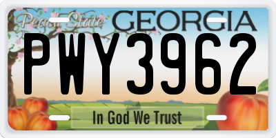 GA license plate PWY3962