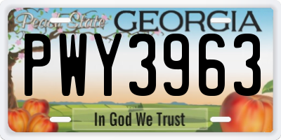 GA license plate PWY3963