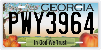 GA license plate PWY3964