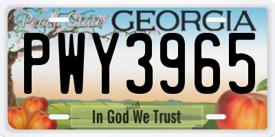 GA license plate PWY3965