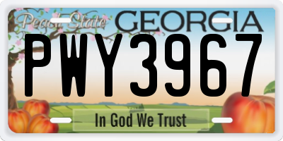 GA license plate PWY3967