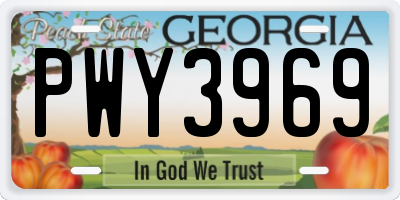 GA license plate PWY3969