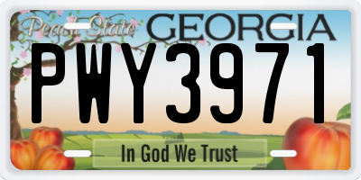 GA license plate PWY3971