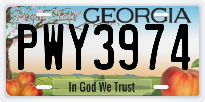 GA license plate PWY3974