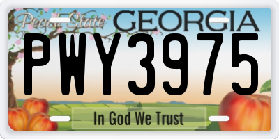 GA license plate PWY3975