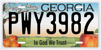 GA license plate PWY3982