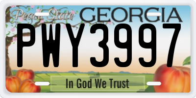 GA license plate PWY3997