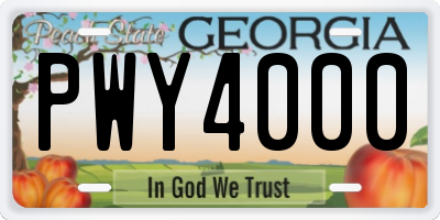 GA license plate PWY4000