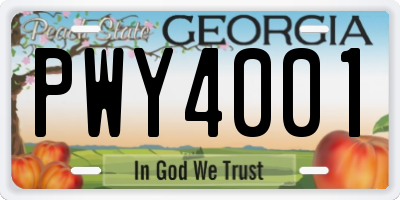 GA license plate PWY4001