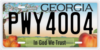 GA license plate PWY4004