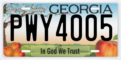 GA license plate PWY4005