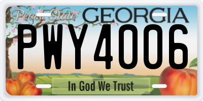 GA license plate PWY4006