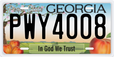 GA license plate PWY4008
