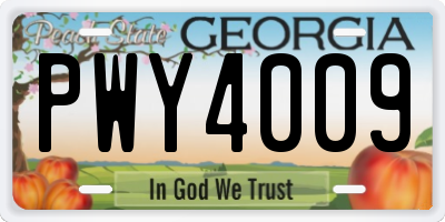 GA license plate PWY4009