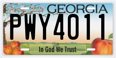 GA license plate PWY4011