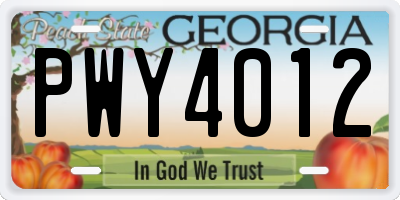 GA license plate PWY4012