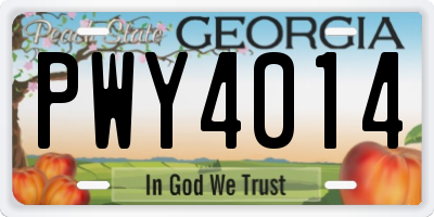 GA license plate PWY4014
