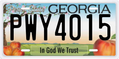GA license plate PWY4015