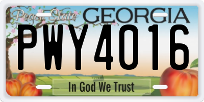 GA license plate PWY4016