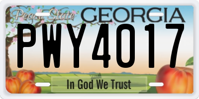 GA license plate PWY4017