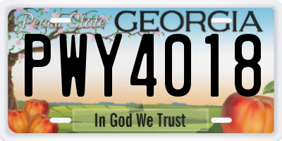GA license plate PWY4018