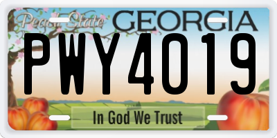 GA license plate PWY4019