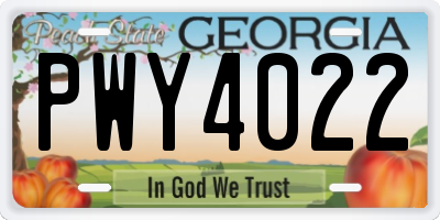 GA license plate PWY4022