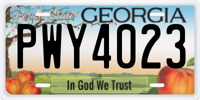 GA license plate PWY4023