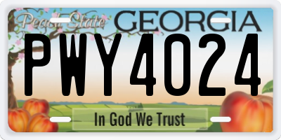GA license plate PWY4024