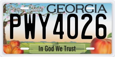 GA license plate PWY4026