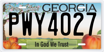 GA license plate PWY4027