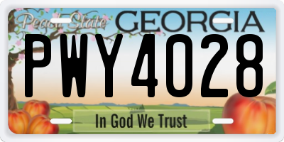 GA license plate PWY4028